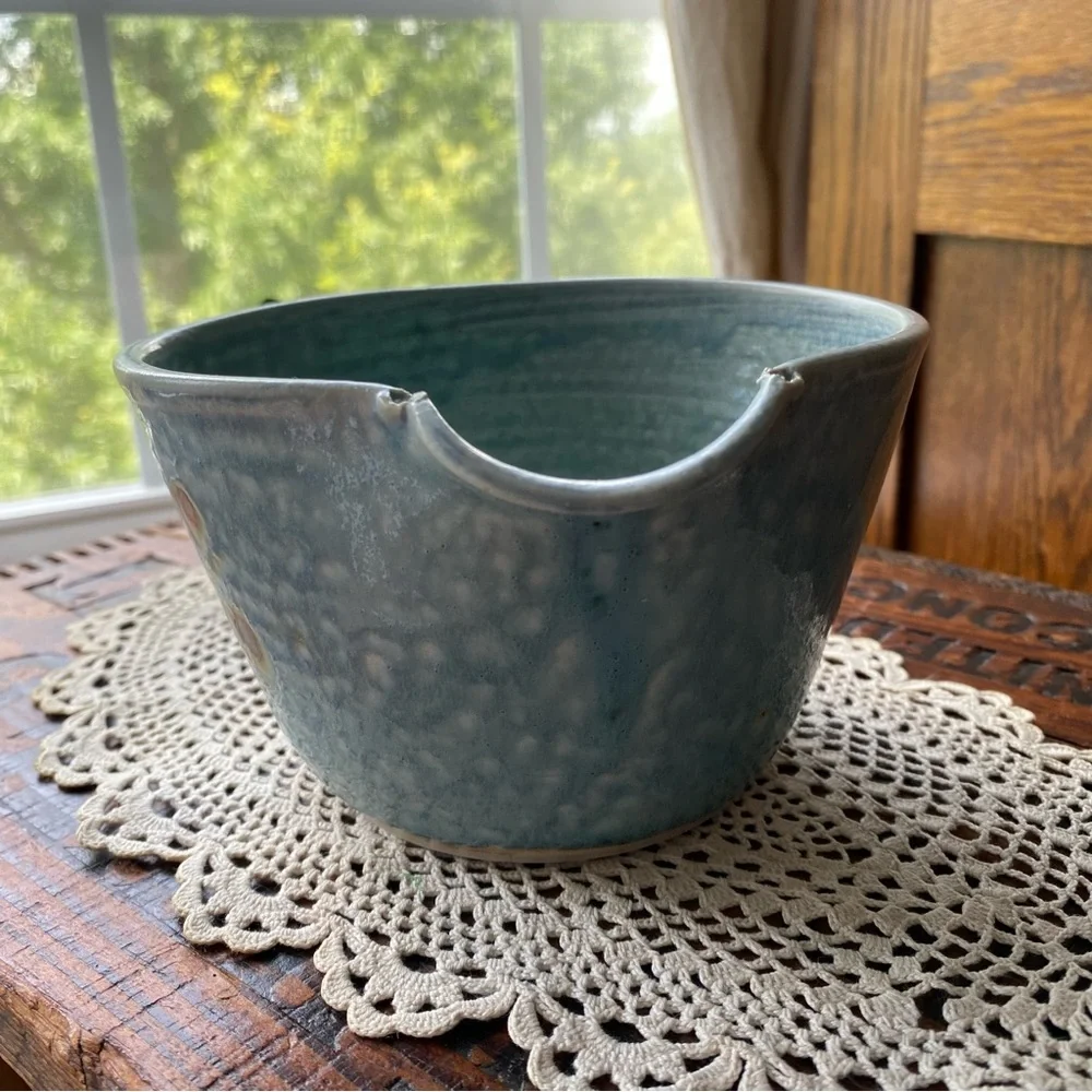 Studio Pottery Bowl with Handle & Pour Spout EUC